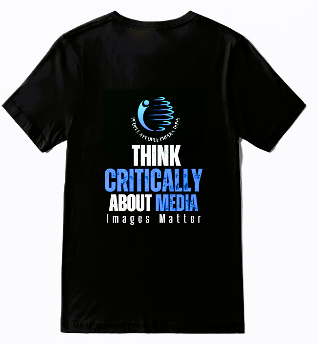 Think Critical About Media In Blue T-Shirts